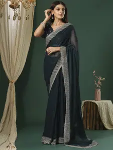 Saree mall Embellished Beads and Stones Poly Georgette Sarees