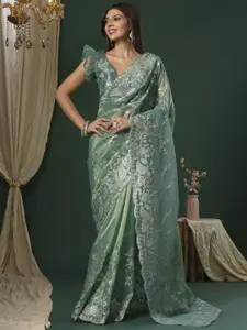 Saree mall Embroidered Embellished Organza Saree