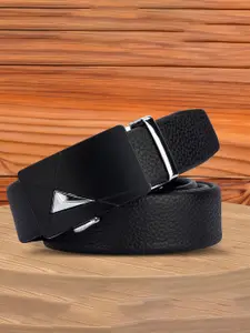 WINSOME DEAL Men Textured Slider Buckle Closure Formal Belt