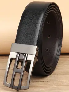 WINSOME DEAL Men Push Pin Closure Textured Formal Belt