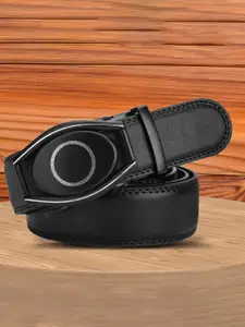 WINSOME DEAL Men Slider Buckle Closure Textured Formal Belt