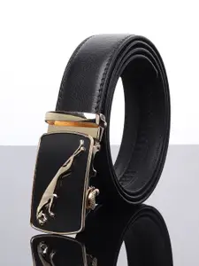 WINSOME DEAL Men Textured Slider Buckle Closure Formal Belt