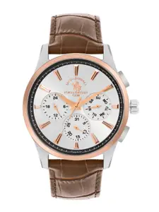 SANTA BARBARA POLO & RACQUET CLUB Men Patterned Dial & Leather Textured Straps Analogue Watch SB.1.10543-2