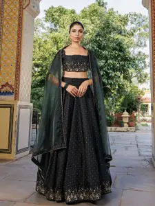 Ragavi Embellished Thread Work Ready to Wear Lehenga & Blouse With Dupatta