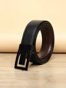 WINSOME DEAL Men Push Pin Closure Textured Formal Belt