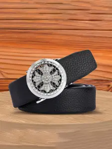 WINSOME DEAL Men Textured Slider Buckle Closure Casual Belt