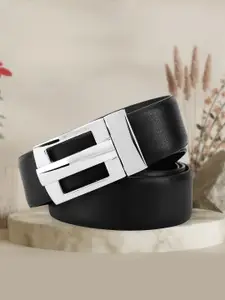 WINSOME DEAL Men Push Pin Closure Textured Formal Belt