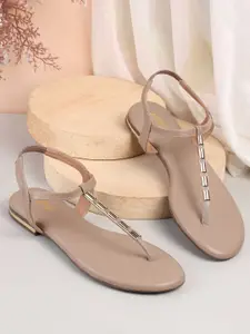 Metro Women Embellished T-Strap Flats