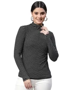 Global Republic Women Striped High Neck Top