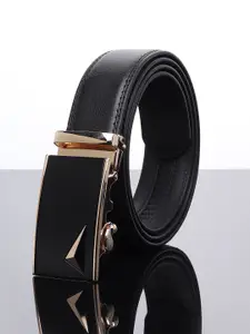 WINSOME DEAL Men Textured Slider Buckle Closure Formal Belt
