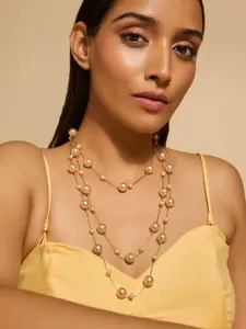 Kushal's Fashion Jewellery Copper Gold-Plated Layered Necklace