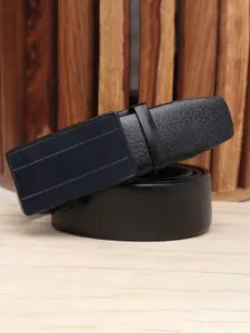 WINSOME DEAL Men Textured Slider Buckle Closure Formal Belt