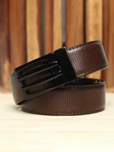 WINSOME DEAL Men Push pin Closure Textured Formal Belt