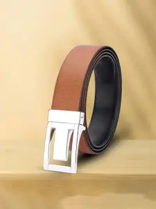 WINSOME DEAL Men Push Pin Closure Textured Formal Belt