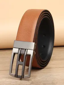 WINSOME DEAL Men Push Pin Closure Textured Formal Belt