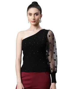 Global Republic Women Embellished One Shoulder Top