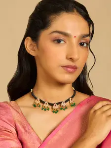 Kushal's Fashion Jewellery Embellished Bridal Gold-Plated 925 Silver Temple Necklace