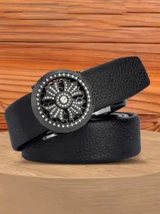 WINSOME DEAL Men Slider Buckle Closure Textured Casual Belt