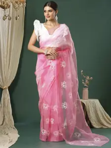 Saree mall Floral Embroidered Organza Sarees