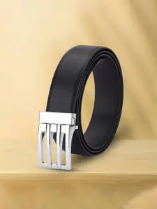 WINSOME DEAL Men Push Pin Closure Textured Formal Belt