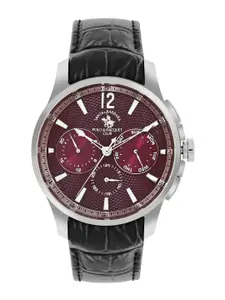 SANTA BARBARA POLO & RACQUET CLUB Men Dial & Leather Textured Straps Analogue Watch SB.1.10538-2