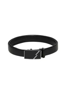 WINSOME DEAL Men Slider Buckle Closure Textured Formal Belt