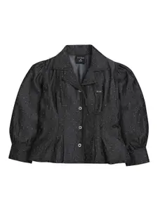 Tiny Girl Girls Polka Dots Micro or Ditsy Printed Lapel Collar Top