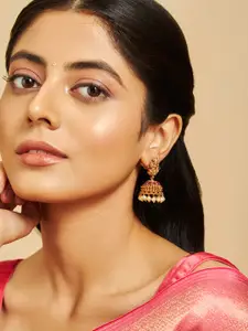 Kushal's Fashion Jewellery Gold-Plated  Dome Shaped Jhumkas