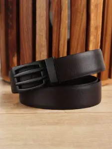 WINSOME DEAL Men Push Pin Closure Textured Formal Belt