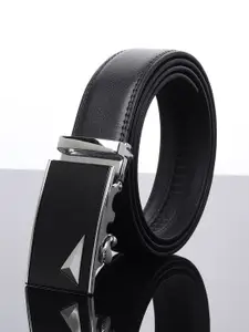 WINSOME DEAL Men Textured Slider Buckle Closure Formal Belt