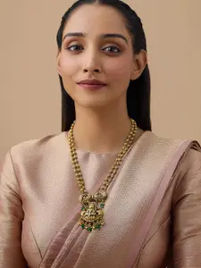 Kushal's Fashion Jewellery Silver Gold-Plated Artificial Stones Studded Necklace