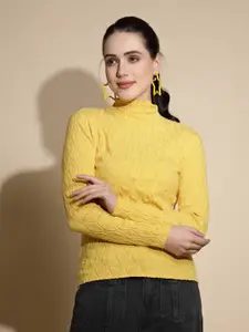 Global Republic Women Solid Knits High Neck Top