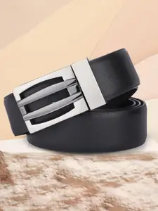 WINSOME DEAL Men Push Pin Closure Textured Formal Belt