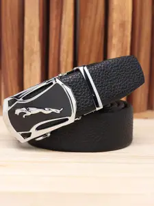 WINSOME DEAL Men Textured Slider Buckle Closure Casual Belt