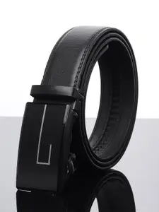WINSOME DEAL Men Textured Slider Buckle Closure Formal Belt