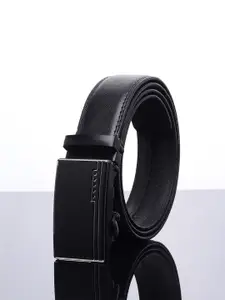 WINSOME DEAL Men Textured Slider Buckle Closure Formal Belt