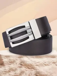 WINSOME DEAL Men Push Pin Closure Textured Formal Belt
