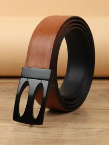 WINSOME DEAL Men Push Pin Closure Textured Formal Belt