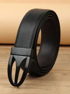 WINSOME DEAL Men Push Pin Closure Textured Formal Belt