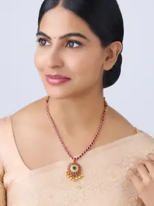 Kushal's Fashion Jewellery Embellished Bridal 92.5 Pure Silver Gold-Plated Temple Necklace