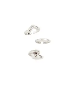 Jewels Galaxy Set Of 3 Silver Plated Finger Ring