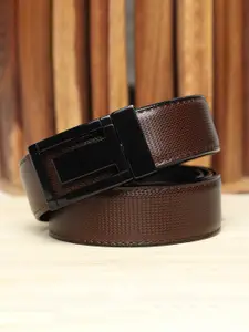 WINSOME DEAL Men Push Pin Closure Textured Formal Belt