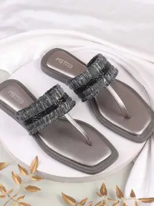 Metro Women Embellished T-Strap Flats