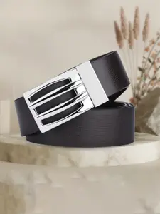 WINSOME DEAL Men Push Pin Closure Textured Formal Belt