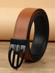 WINSOME DEAL Men Push Pin Closure Textured Formal Belt