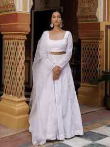 Ragavi Embroidered Chikankari Ready to Wear Lehenga & Blouse With Dupatta