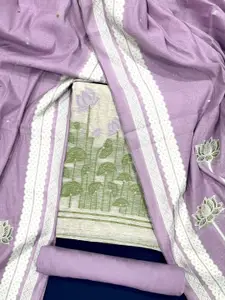 ZARIMO Floral Printed Sequinned Pure Cotton Unstitched Dress Material