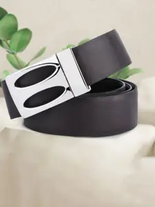 WINSOME DEAL Men Push Pin Closure Textured Formal Belt