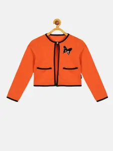 KiddoPanti Girls Long Sleeves Crop Shrug With Applique