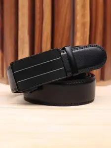 WINSOME DEAL Men Slider Buckle Closure Textured Formal Belt